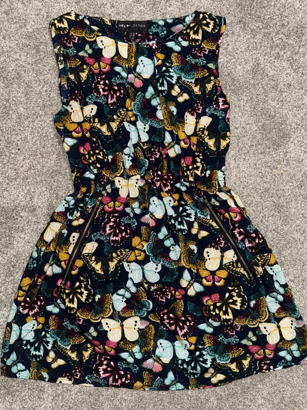 Mela London Butterfly Mini Sleeveless Dress Large